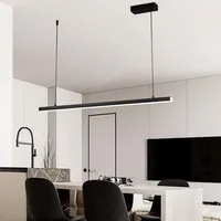 Dimmbare LED Pendelleuchte/Hängeleuchte Esstischlampe LED Esstisch Hängelampe Schwarz Pendellampe Moderne linear Design Höhenverstellbar Kronleuchter für Küche Esszimmer Leuchten (Schwarz, L90CM)