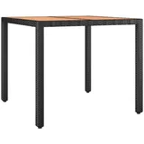 vidaXL Gartentisch mit Holzplatte Schwarz Poly Rattan & Akazienholz