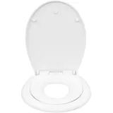 WOLTU Kinder Familien WC Deckel, Toilettendeckel mit integriertem Kindersitz, Klodeckel mit Magnet-Anschluss, Toilettensitz abnehmbar mit Absenkautomatik Weiß Oval