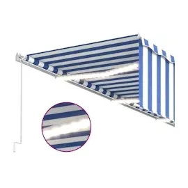 vidaXL Markise Manuell Einziehbar mit Rollo & LED 6x3 m Blau & Weiß