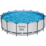 BESTWAY Steel Pro MAXTM Solo Pool ohne Zubehör Ø 457 x 122 cm, lichtgrau, rund