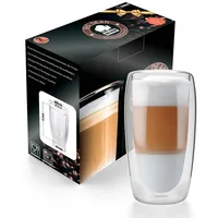 BigDean Latte-Macchiato-Glas 6 Stück hohe doppelwandige Latte Macchiato Gläser 350 ml, 6-tlg., Glas, Borosilikat Glas, Spülmaschinen Fest, Lebensmittelecht. weiß