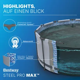 BESTWAY Steel Pro Max Frame Pool 305 x 76 cm lichtgrau