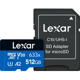 Lexar microSDXC 512 GB Class 10 UHS-I 633x + SD-Adapter LSDMI512BB633A