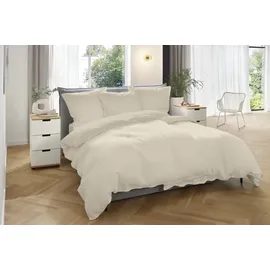 Primera Halbleinen Uni Beige 155 x 220 cm + 80 x 80 cm