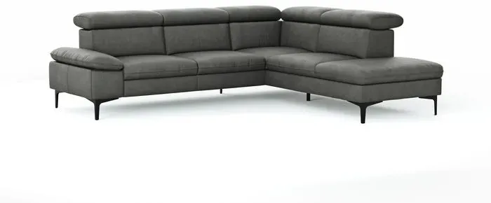CASEDO Ecksofa Palma Leder Grau Grey