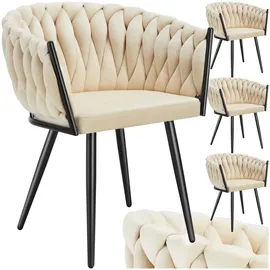 Tectake tectake® Set Esszimmerstuhl, Astano Samt, Knotendesign, schlanke Stahlbeine, 60,5 x 55 x 75 cm