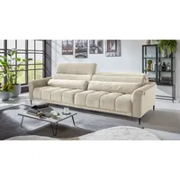 Massivart® Big-Sofa LOGAN Cord grün, beige, grau, rost 280 cm / 4-Sitzer, Sitztiefenverstellung / Kopfteilverstellung / Armlehnverstellung beige