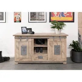 Massivmoebel24 Sideboard 128 x 70 x 45 cm Beige / Braun