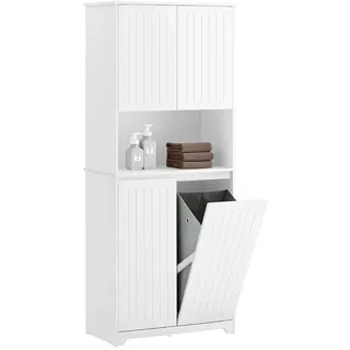 SoBuy Hochschrank 70 x 170 x 37 cm Weiß MDF/Massivholz
