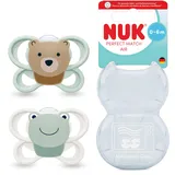 NUK Perfect Match Air | 0-6 Monate | Orthodontische Schnuller, die Luftzirkulation fördern & Speichel-Ausschlag verhindern | 95% Baby-Akzeptanz** | Bär/Frosch | 2 Stück