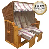 Brast XXL Strandkorb 3-Sitzer OSTSEE rot/beige gestreift