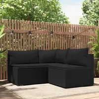 vidaXL Polyrattan Lounge-Set 3-tlg. schwarz inkl. Kissen 319780