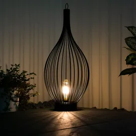 ETC Shop 2x LED Solar Hängelampe Metall spritzwassergeschützt IP44 schwarz