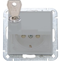 Kopp 951534003 HK07 - Schutzkontakt-Steckdose, Klappdeckel, erhöhter Berührungsschutz, abschließbar, Farbe: grau matt