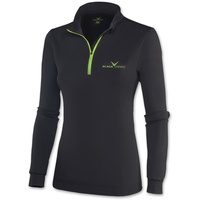 Black Crevice Damen Skirolli Zipper Shirt, schwarz/grün, 42
