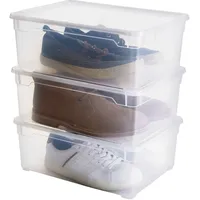 Rotho Clear 3er-Set Aufbewahrungsbox 10l mit Deckel, Kunststoff (PP)