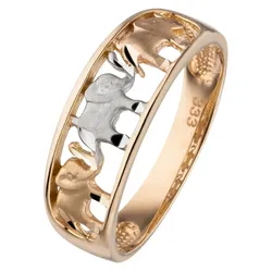 Fingerring JOBO "Elefanten" Gr. 56, gold (gelbgold 333), Fingerringe, Damen, 56, Gelbgold 333, 333 Gold tricolor