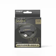 Integral Secure 360-C 128 GB Software-verschlüsselter USB-Flash-Laufwerk – USB-C-Anschluss – 256-Bit-AES-Verschlüsselung – kompatibel mit Mac, MacBook, PC, Laptop
