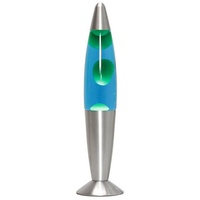 Licht-Erlebnisse Lavalampe TIMMY, Retro Tischlampe Grün Blau 35 cm klein Tischleuchte blau|bunt|grün|silberfarben
