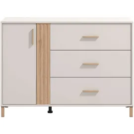 Home Affaire »Belfort Schubladenkommode Sideboard 3 Schubladen und 1 Tür«, 125x40x90, FSC®-zertifizierter Holzwerkstoff, Trendfarbe cashmere, weiß