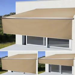 Mendler Elektrische Vollkassetten-Markise T124, 4x3m ausfahrbarer Volant ~ Polyester Creme