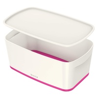 Aufbewahrungsbox mit Deckel Klein, Blickdicht, Weiß/Pink Metallic, Kunststoff, 52291023