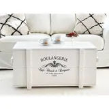 Uncle Joe ́s Truhe Boulangerie Couchtisch Truhentisch im Vintage Shabby chic Style aus Massiv-Holz in Weiss mit Stauraum und Deckel Holzkiste Beistelltisch Landhaus Wohnzimmertisch Holztisch weiß