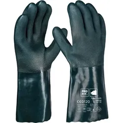 Pirat Vinyl-Chemikalienschutzhandschuh,35 cm, grün, Stulpe, geraute Oberfläche, Größe 10, 12 Paar - grün