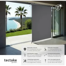 Tectake tectake® Senkrechtmarkise, verschiedene Größen, pulverbeschichtetes Aluminiumgehäuse, inkl. Wandhaltern