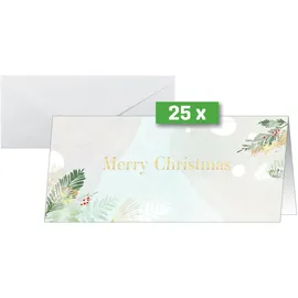 Sigel Weihnachtskarten Christmas Forest Watercolor DIN lang, 25 St.