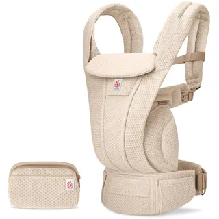 Ergobaby Omni Deluxe All-in-One Babytrage für Neugeborene ab Geburt bis 20kg, Ergonomische 4-Positionen Mesh Babytrage Rückentrage Baby-Tragetasche, Natural Beige