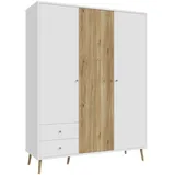 Forte Kleiderschrank Harllson Eiche weiß/braun