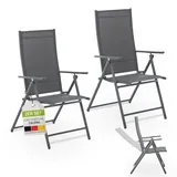 Juskys Gartenstuhl Calena 2er Set - 7-fach verstellbare Rückenlehne mit Klappfunktion - Anthrazit