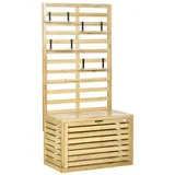 Outsunny Aufbewahrungsbox, mit Rankhilfe Auflagenbox mit Ablagen, Gartentruhe, Kissenbox, Massivholz, Natur,