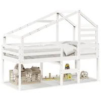VidaXL Hochbett mit Dach Weiß 80x200 cm Massivholz Kiefer