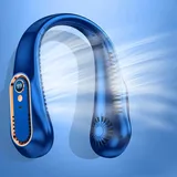 Tragbarer Nackenventilator, Halsventilator mit 4000mAh , Flügelloser Ventilator, 5 Geschwindigkeiten, Digitalanzeige, 4‐Kanal Nackenventilator, ... - Blau