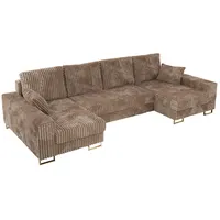 WOHNLANDSCHAFT DORIAN U Cord Braun
