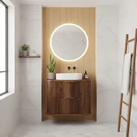 Rodan Waschtischunterschrank | Waschbeckunterschrank - Eiche Haselnuss - Modernes Design - Soft-Close Schubladen - Hängeschrank - Dunkelbraun