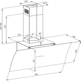 Respekta CH 55090 SA Kamin-Dunstabzugshaube 90 cm schwarz