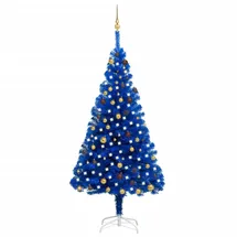 vidaXL Künstlicher Weihnachtsbaum mit LEDs Kugeln Blau 210 cm PVC Modell 1