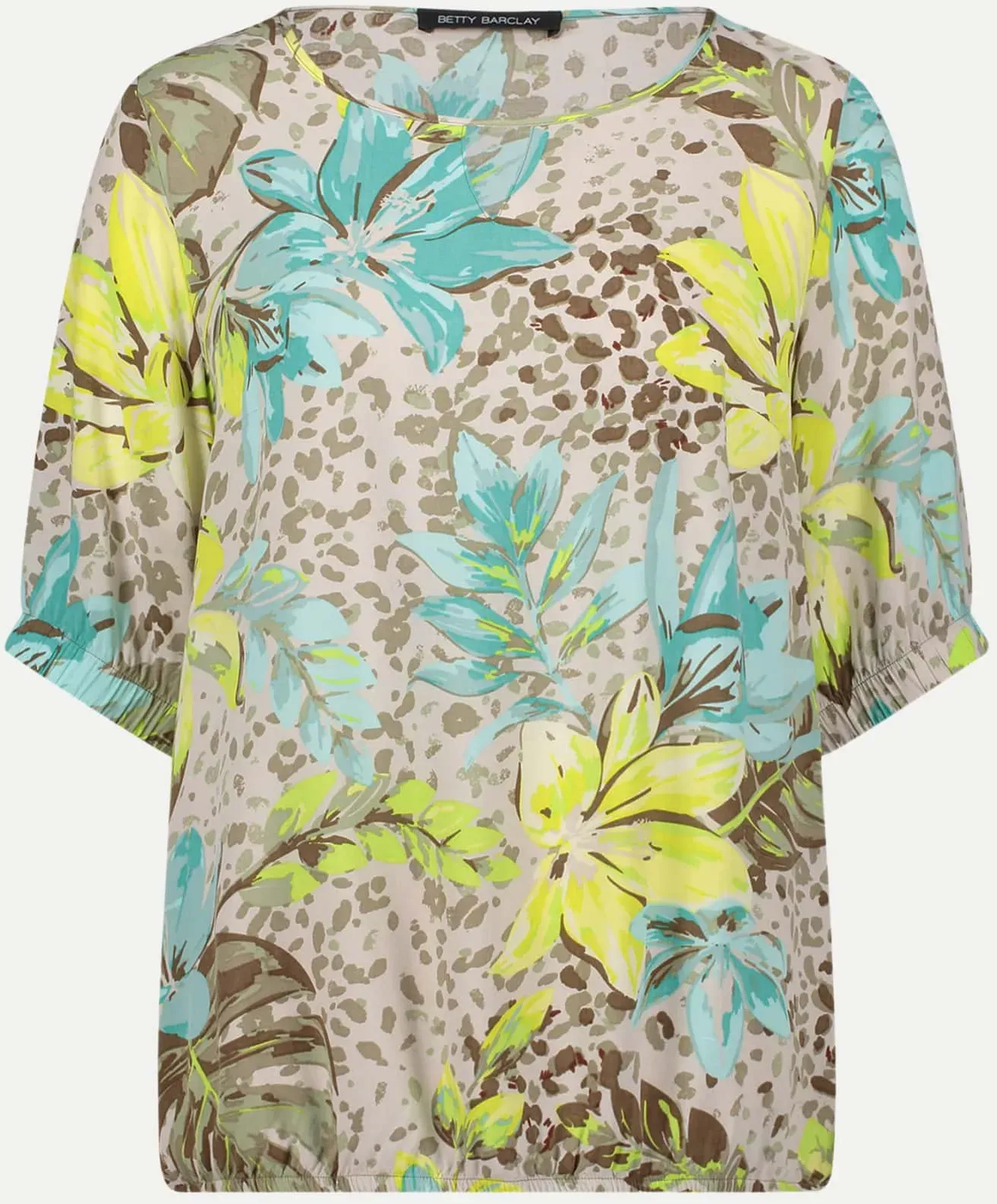 Kurzarm-Bluse mit Allover-Print Mehrfarbig 38