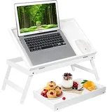 Artmeer Betttablett Tisch Frühstückstablett mit klappbaren Beinen Küche Serviertablett für Schoß Schreibtisch Notebook Computer Bettplatten TV Snack Tablett Verstellbar (Schwarz)