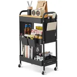 Songmics Beistellwagen, Rollwagen, Küchenwagen, Servierwagen, für Büro, Küche, Wohnzimmer