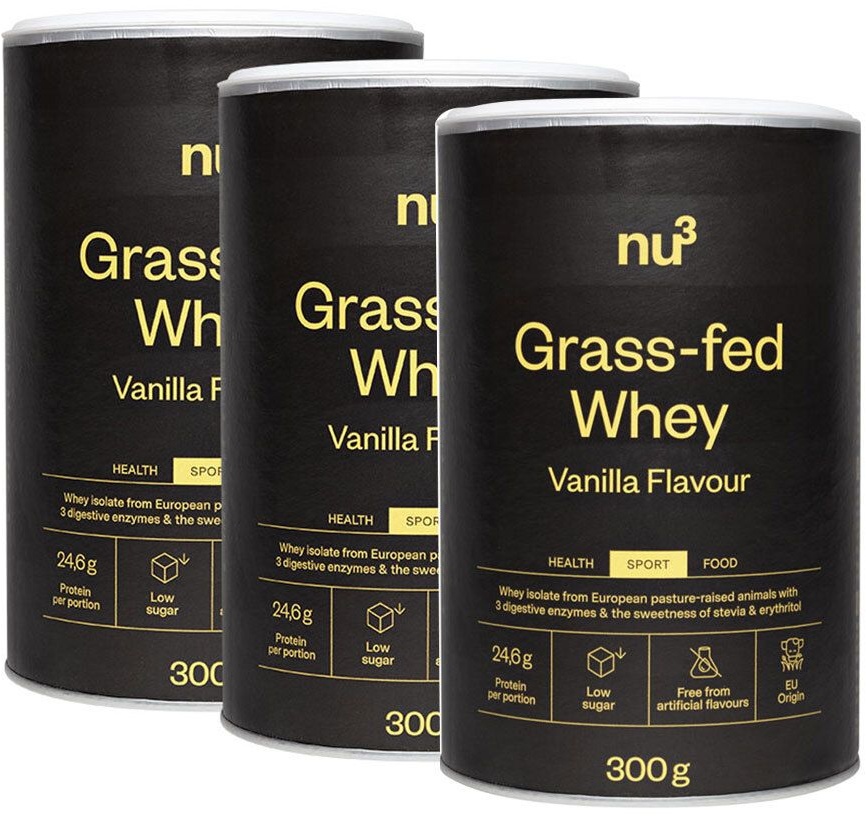 NU3 Grass-Fed Whey, Vanille 3x300 g Poudre