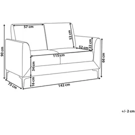 Beliani 2-Sitzer-Sofa, Beige, Schwarz, Textil, 142x90x75 cm, Wohnzimmer, Sofas - Couches, Sofas, 2-Sitzer Sofas