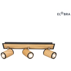 Elobra Deckenleuchte BOLIVIA 3, 3x GU10, Eiche natur, schwarz ELO-140055