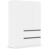 Rauch Möbel Costa, Kleiderschrank für Schlafzimmer, Kinderzimmer, Babyzimmer, Flur, Garderobe 3-türig, 2 Schubladen, Push-to-Open, Farbe Weiß, Griffprofil Grau metallic, Breite 136 cm