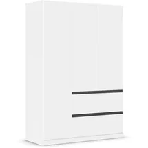 Rauch Möbel Costa, Kleiderschrank für Schlafzimmer, Kinderzimmer, Babyzimmer, Flur, Garderobe 3-türig, 2 Schubladen, Push-to-Open, Farbe Weiß, Griffprofil Grau metallic, Breite 136 cm