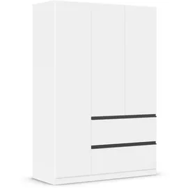 Rauch Möbel Costa, Kleiderschrank für Schlafzimmer, Kinderzimmer, Babyzimmer, Flur, Garderobe 3-türig, 2 Schubladen, Push-to-Open, Farbe Weiß, Griffprofil Grau metallic, Breite 136 cm